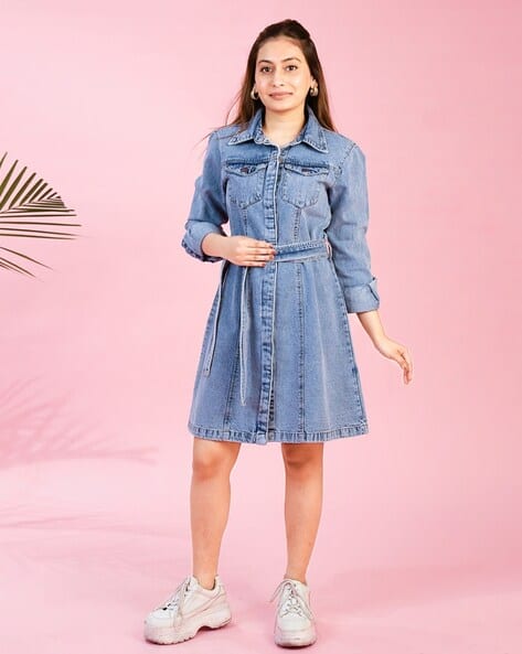 Buy Mid Blue Dresses for Women by COSMIC TRIO Online