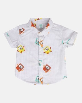 mini klub Boys Graphic Print Shirt with Spread Collar-picture-20