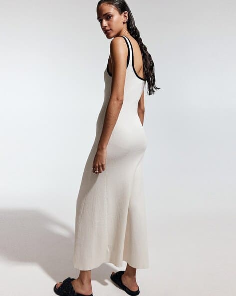 Women Flared-Skirt Rib-Knit Dress