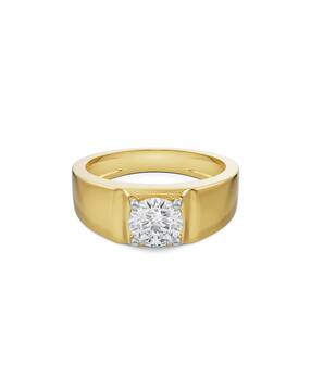 Women Yellow Gold Lab Grown Diamond-Studded Ring-image-24