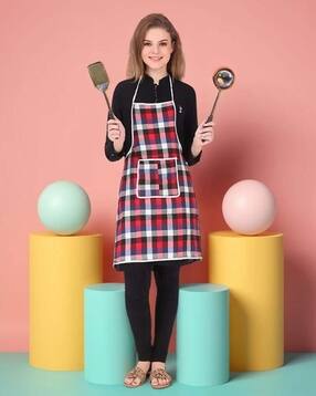 revexo Checked Apron with Patch Pocket-picture-39