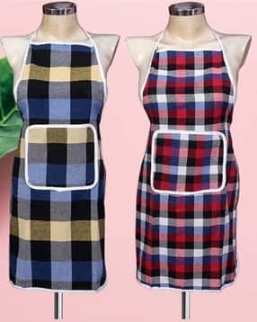 Set of 2 Checked Aprons with Patch Pocket-image-34