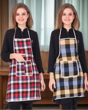 Set of 2 Checked Aprons with Patch Pocket-image-48