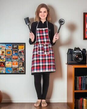 revexo Checked Apron with Patch Pocket-picture-17