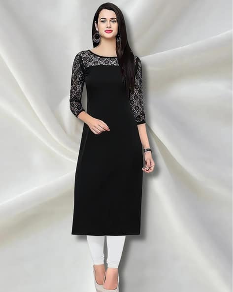 ZELZIS Women Embroidered Straight Kurti