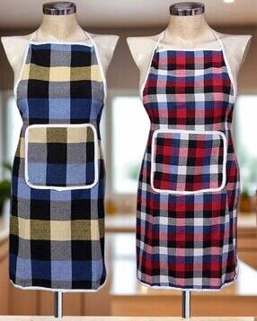 Set of 2 Checked Aprons with Patch Pocket-image-37