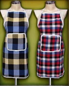 revexo Set of 2 Checked Apron with Patch Pocket-picture-32