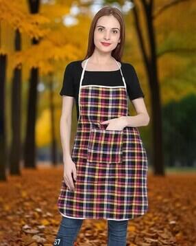 revexo Checked Apron with Patch Pocket-picture-45