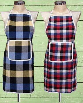 Set of 2 Checked Aprons with Patch Pocket-image-45