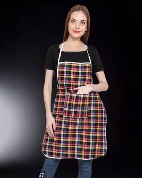 revexo Checked Apron with Patch Pocket-picture-17