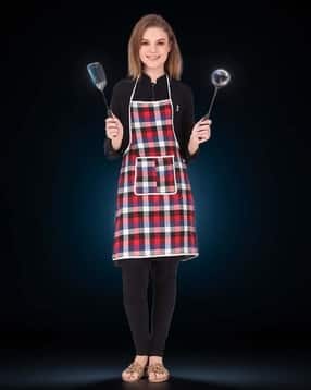 revexo Checked Apron with Patch Pocket-picture-32