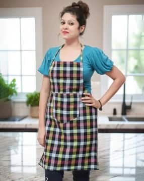 revexo Checked Apron with Patch Pocket-picture-50