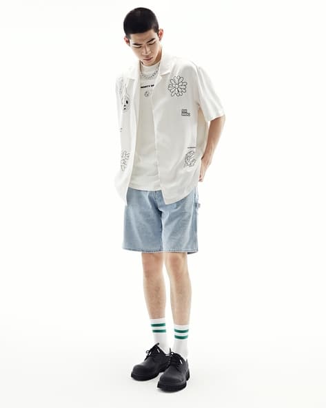 Men Loose Fit Short-Sleeved Printed Resort Shirt