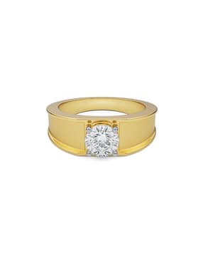 men yellow gold lab grown diamond-studded band ring
