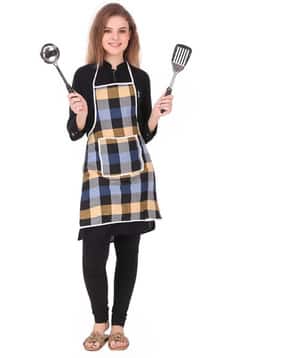 revexo Checked Apron with Patch Pocket-picture-18