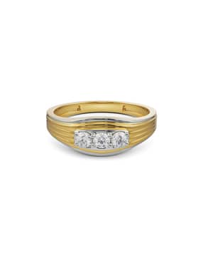 Men Yellow Gold Lab Grown Diamond-Studded Ring-image-41