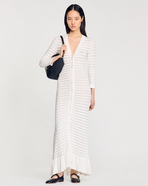 Maxi A-Line Dress with Pearl Details