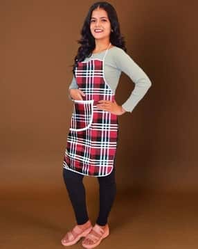revexo Checked Apron with Patch Pocket-picture-18
