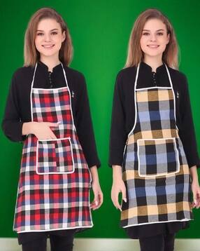 Set of 2 Checked Aprons with Patch Pocket-image-38