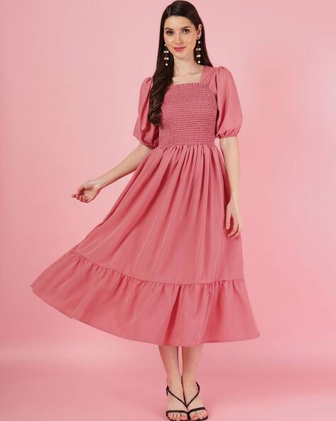 Buy Peach Dresses for Women by LookShine Online | Ajio.com