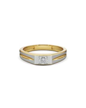Men Yellow Gold Lab Grown Diamond-Studded Ring-image-22