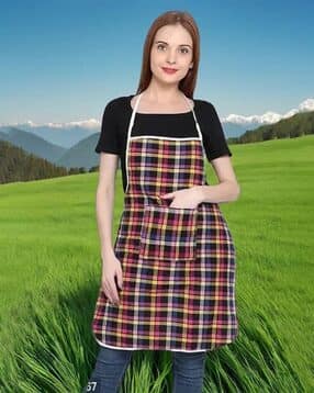 revexo Checked Apron with Patch Pocket-picture-13