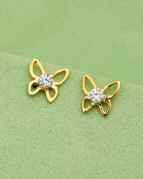 maira Women Sterling Silver Gold-Plated CZ Stud Earrings-picture-34