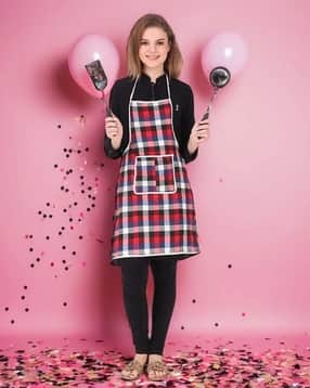 revexo Checked Apron with Patch Pocket-picture-34