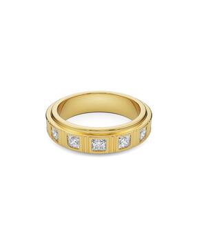 men yellow gold lab grown diamond-studded band ring