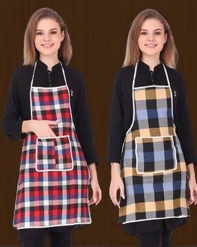 Set of 2 Checked Aprons with Patch Pocket-image-43