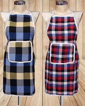 revexo Set of 2 Checked Aprons with Patch Pocket-picture-20