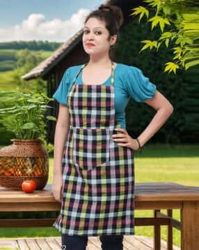 revexo Checked Apron with Patch Pocket-picture-25