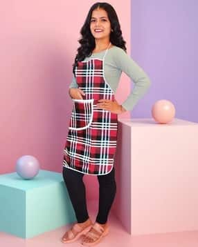 revexo Checked Apron with Patch Pocket-picture-19