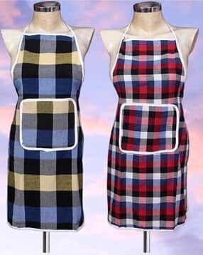 Set of 2 Checked Aprons with Patch Pocket-image-36