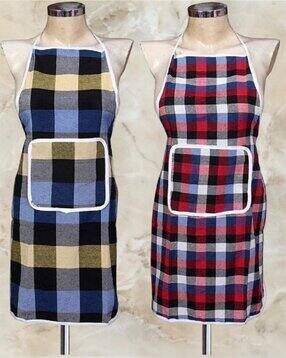 Set of 2 Checked Aprons with Patch Pocket-image-35