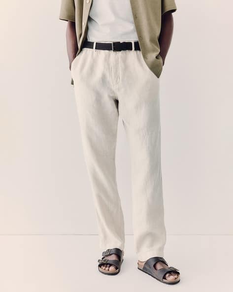 Linen Blend H And M Men Trousers Men Regular Fit Linen Trousers