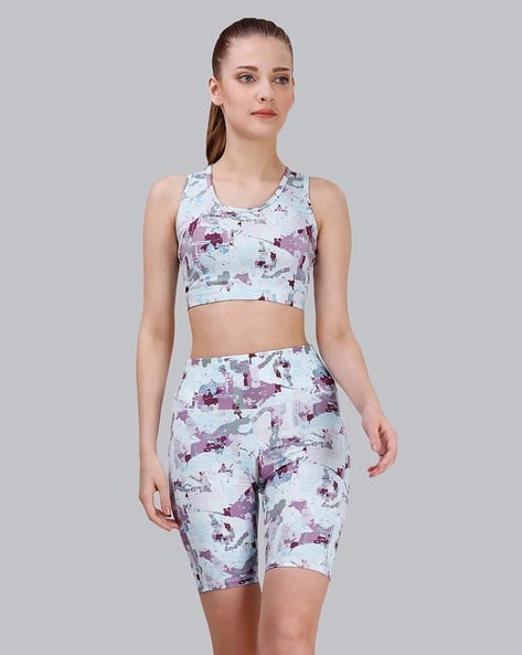 【SORIN】フェザーSETUP Bra Top & Short Pants Buy SOIE Printed Sports Bra & Shorts Set Online | Ajio.com