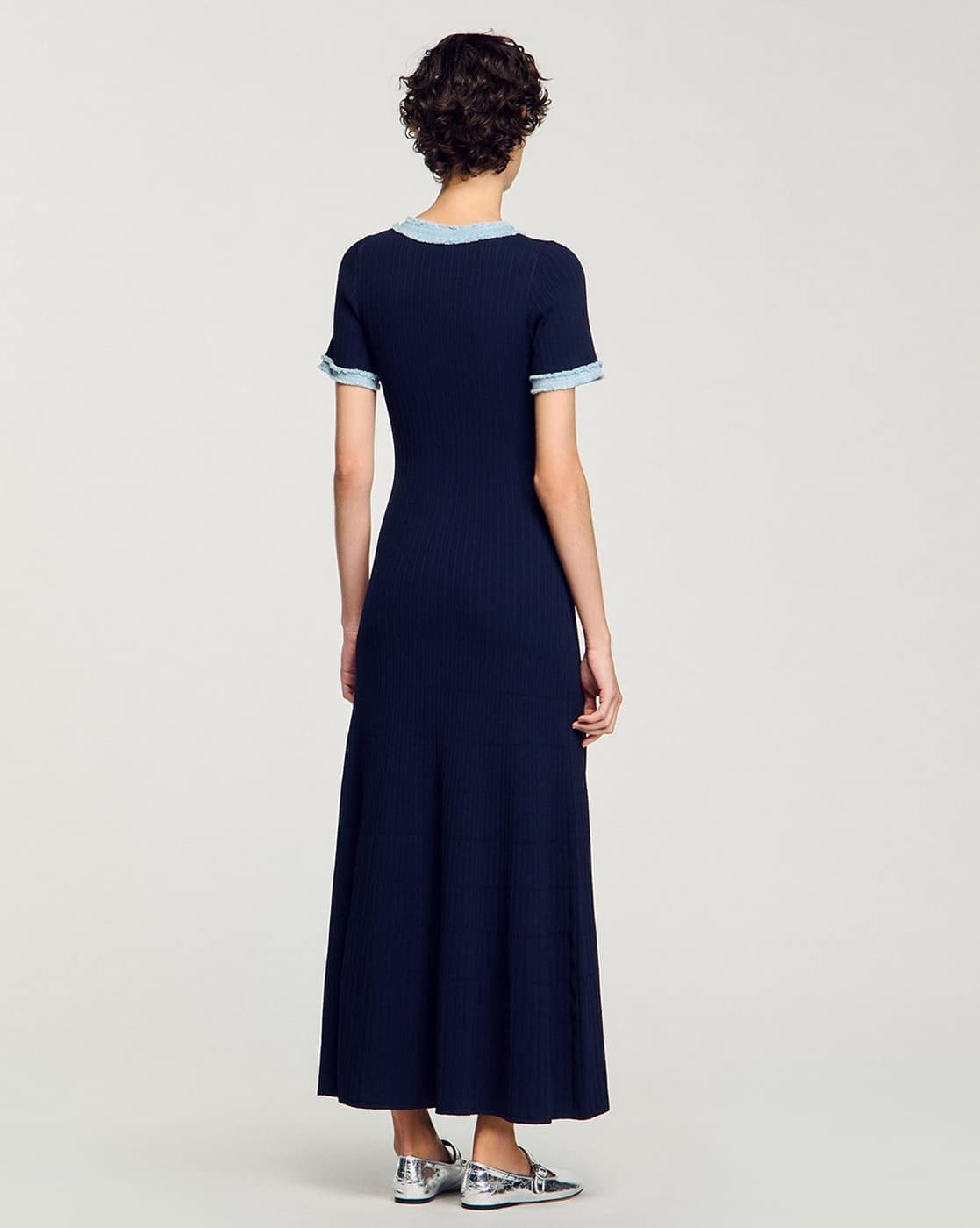 Buy Sandro Knit & Denim Midi Dress Online | Ajio.com