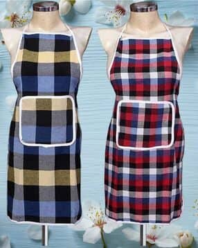 Set of 2 Checked Aprons with Patch Pocket-image-41