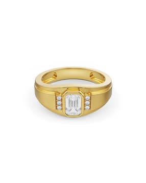 emori Men Yellow Gold Lab Grown Diamond-Studded Ring-picture-19