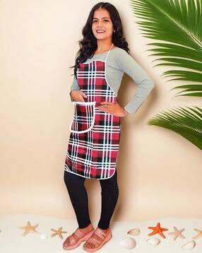 revexo Checked Apron with Patch Pocket-picture-15