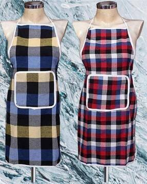 Set of 2 Checked Aprons with Patch Pocket-image-39