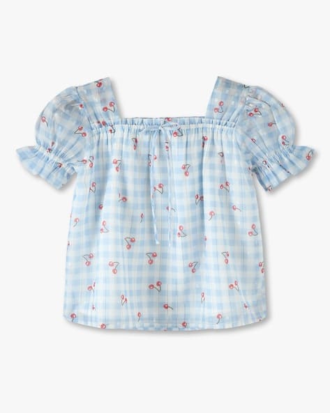 KG FRENDZ Girls Printed Square-Neck Regular Fit Top