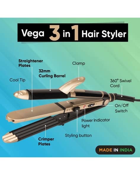 Vega Miss Versatile Styling Vega Hair Straightener Combo Vega Hair