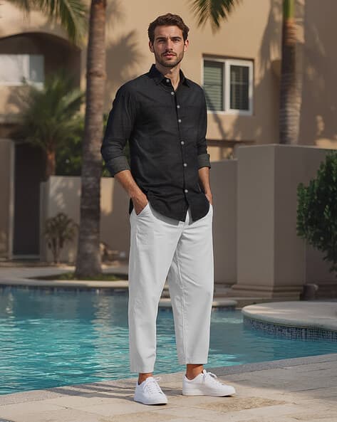 black jeans white dress shirt Buy Shirts for Men by Buda Co Online Box center pleat at