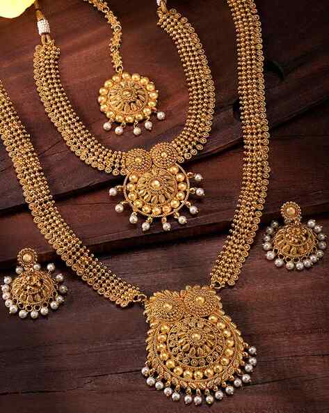 Golden Indian Traditional Gold Plated Wedding Bridal Dulhan Jewellery Set