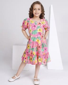 peppermint Girls Floral Print A-Line Dress-picture-48
