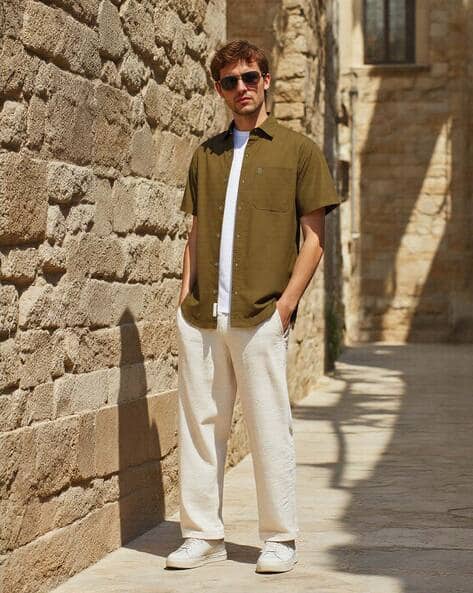 Cotton Shirt Green Shirt White Jeans Green Shirt Matching Pant