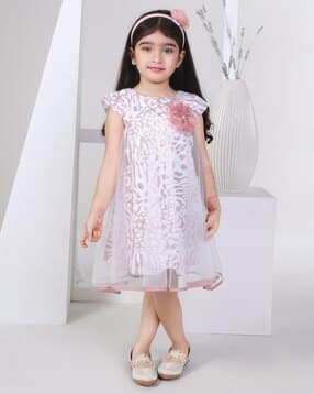 peppermint Girls Animal Print A-line Dress with Hairband-picture-46