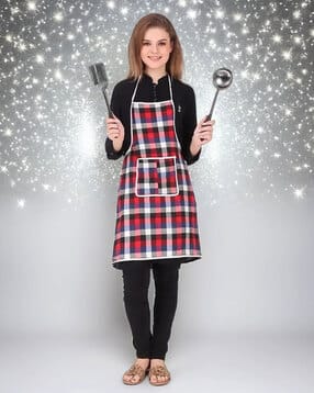 revexo Checked Apron with Patch Pocket-picture-16